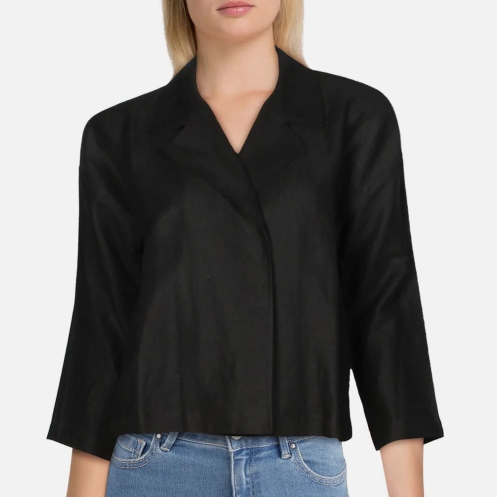 Eileen fisher black linen blend blazer